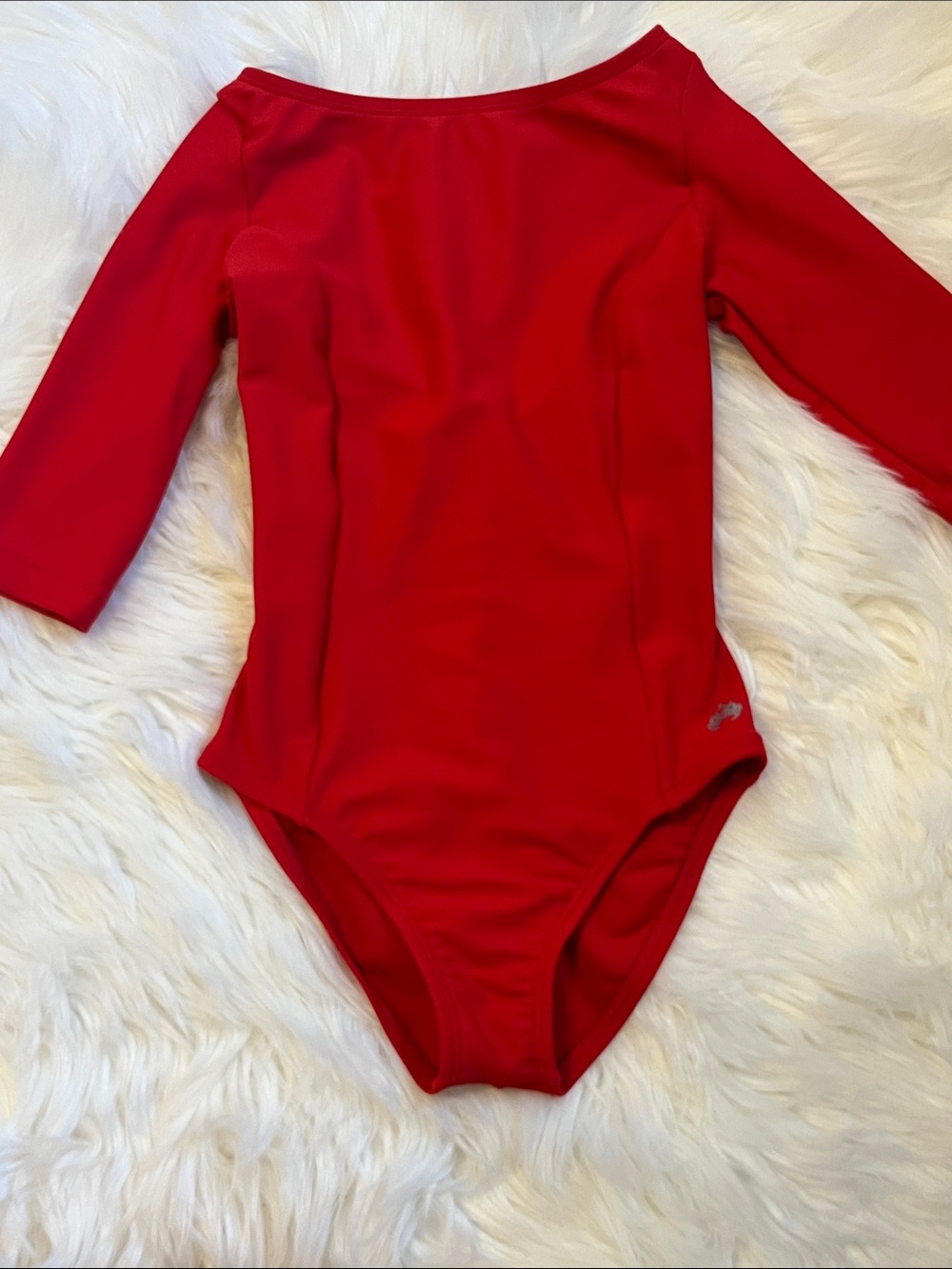 Girls Mirella Red Bodysuit with Three-Quarter Sleeves
